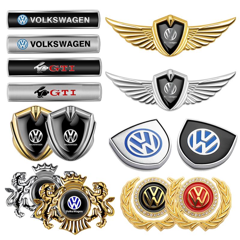 For Volkswagen VW 1Pcs Car Metal Chrome Emblem Car Fender Side Tail Body Stickers For Volkswagen GTI Golf Polo 6 7 Passat VW CC Tiguan T-ROC Jetta ES1