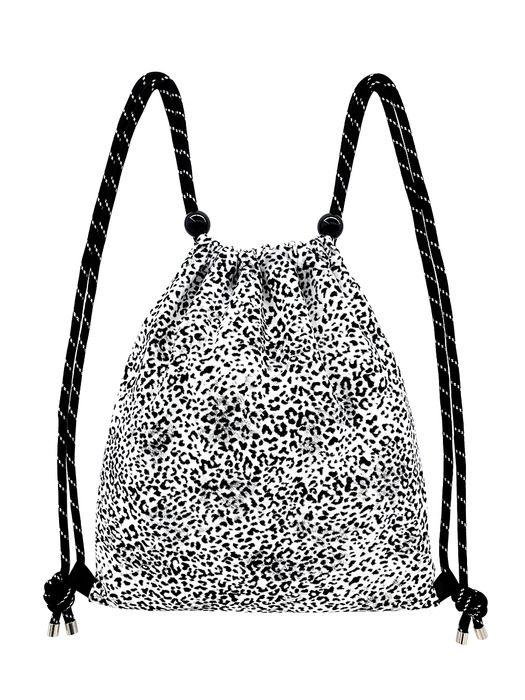 Bolsa de Gimnasio con Pompones de Piel de Otro Mundo [Leopardo Blanco]