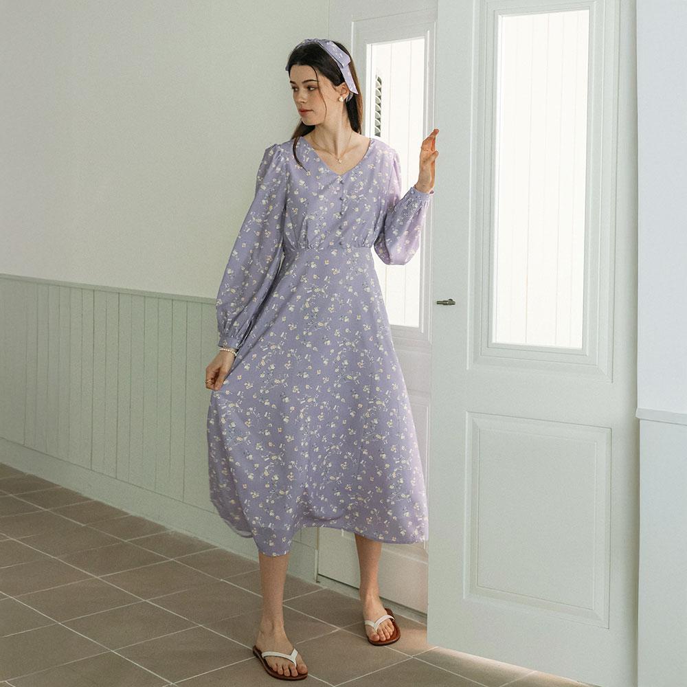 Deondeulob Dd_Floral Tie Neck Dress_Purple