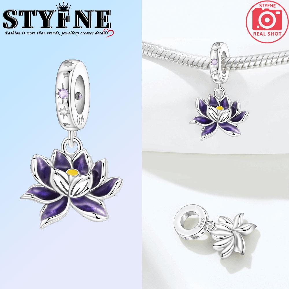 Copper Purple Iris Lotus Lily Of The Valley Charms Beads Pendant For Original Bracelet Woman Girl Jewelry