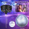 10RPM Disco Ball with Motor and 6Inch Mirror Ball — Plug/Battery Operated Disco Motor with 18 LED Beads 4 Color Lights and Remote Control, for