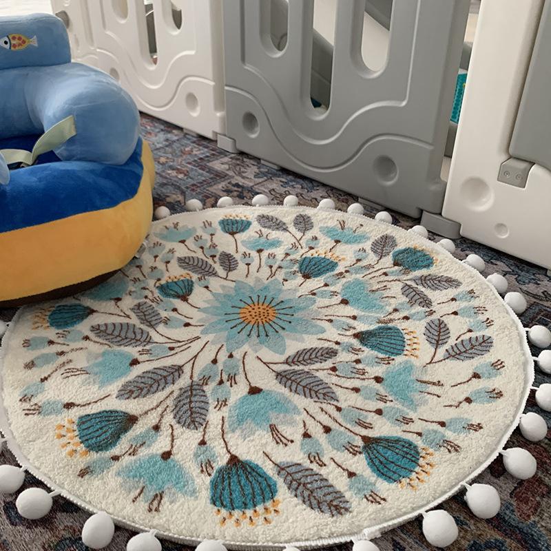 Circular Carpet Home Bedroom Carpet Coffee Table Window Mat Ethnic Style Circular Carpet
