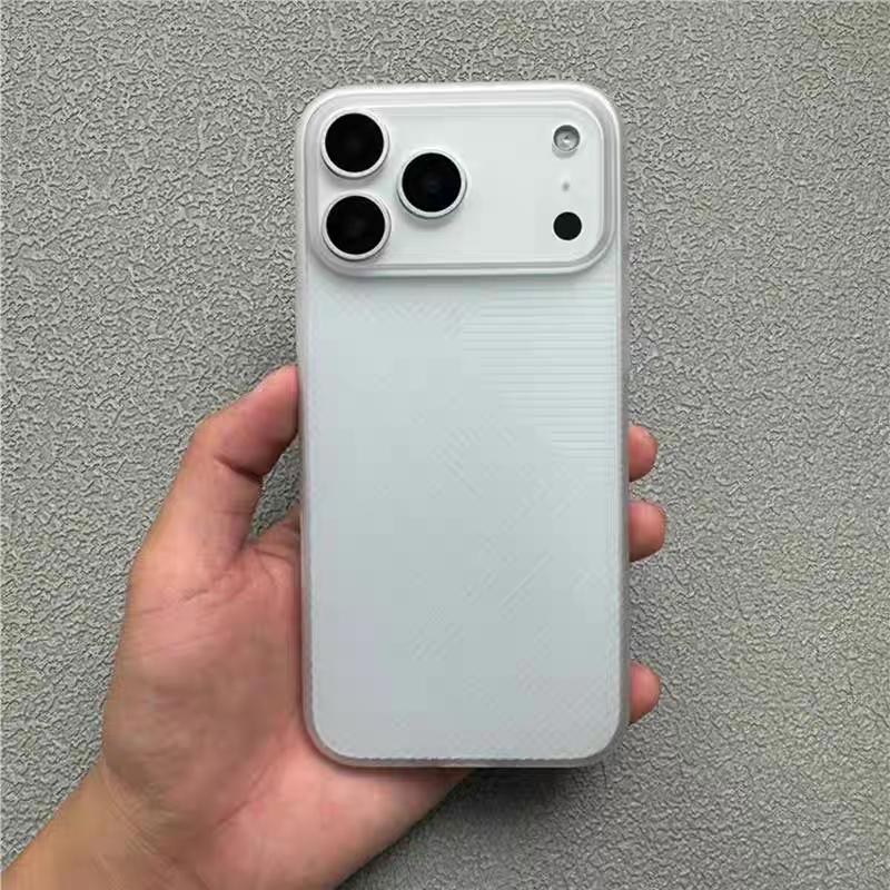 

Luxury Matte Naked Ultra-Thin Geometric Texture For IPhone 17 16 15 14 Pro Max 17Air Men Hard Translucent Shockproof Armor Cove For iPhone 17 ProMax