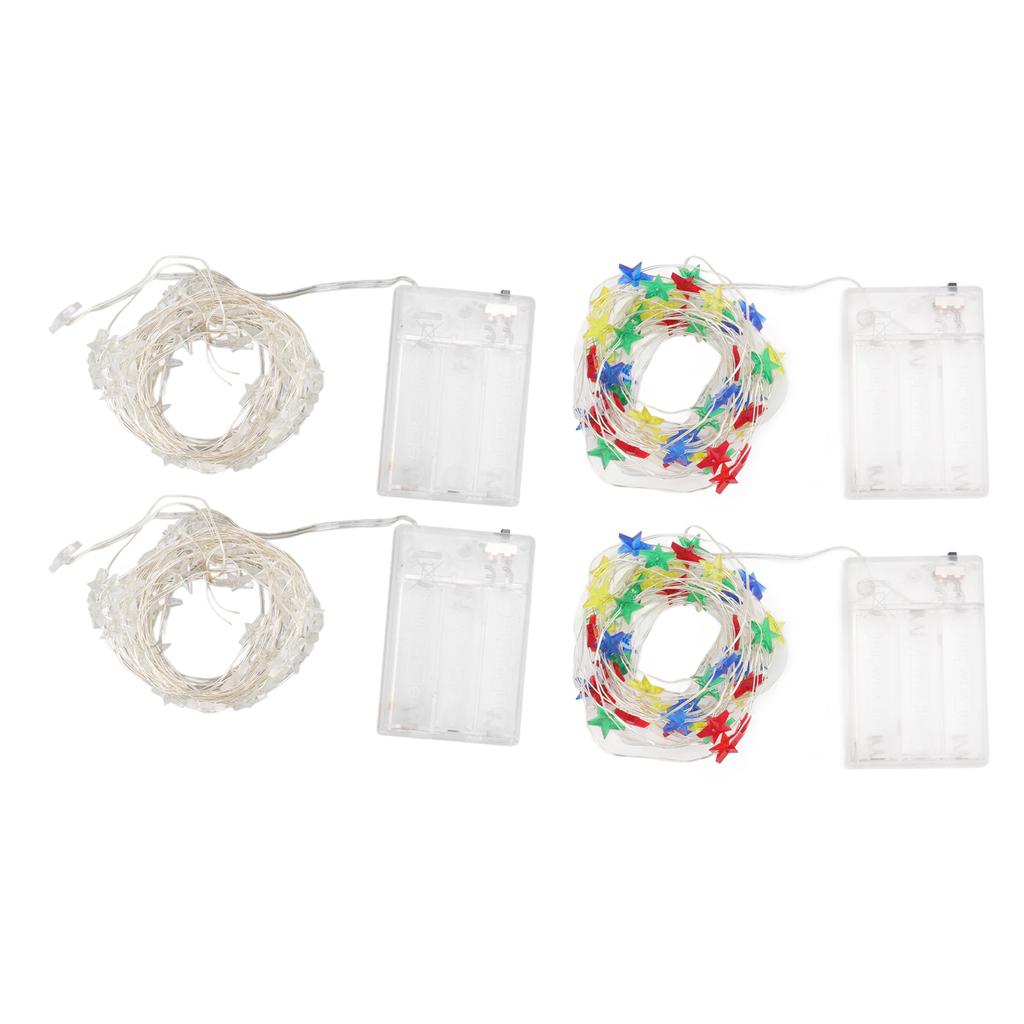 2 Sets Pentagram LED String Lights Battery Operated Fairy Star Lamp String Festival Decorations 5m