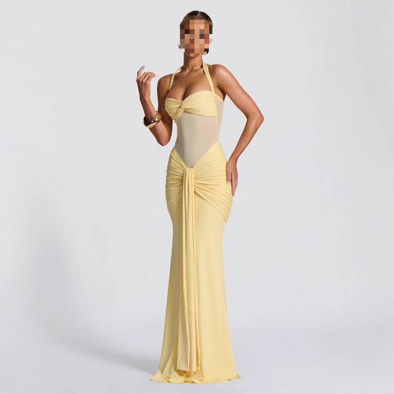 European and American style mesh fishtail vest slim fit hip hugging dress