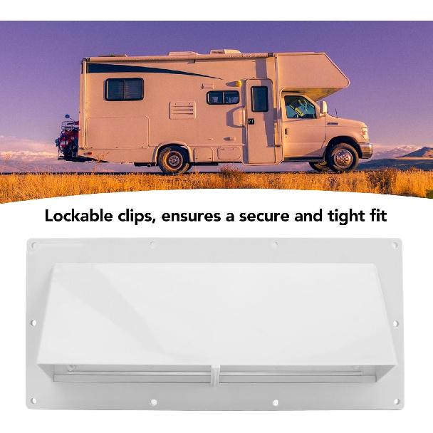 KIMISS RV Range Hood Vent Cover for Camper Trailer, White Sidewall Exhaust Vent with Lockable Clips