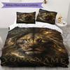 Custom Name Royal Lion Majesty Bedding,Quilt Set Quilt Cover Pillowcase Home Birthday Gift(1 * Duvet Cover + 2 * Pillowcase, Without Core)_lx