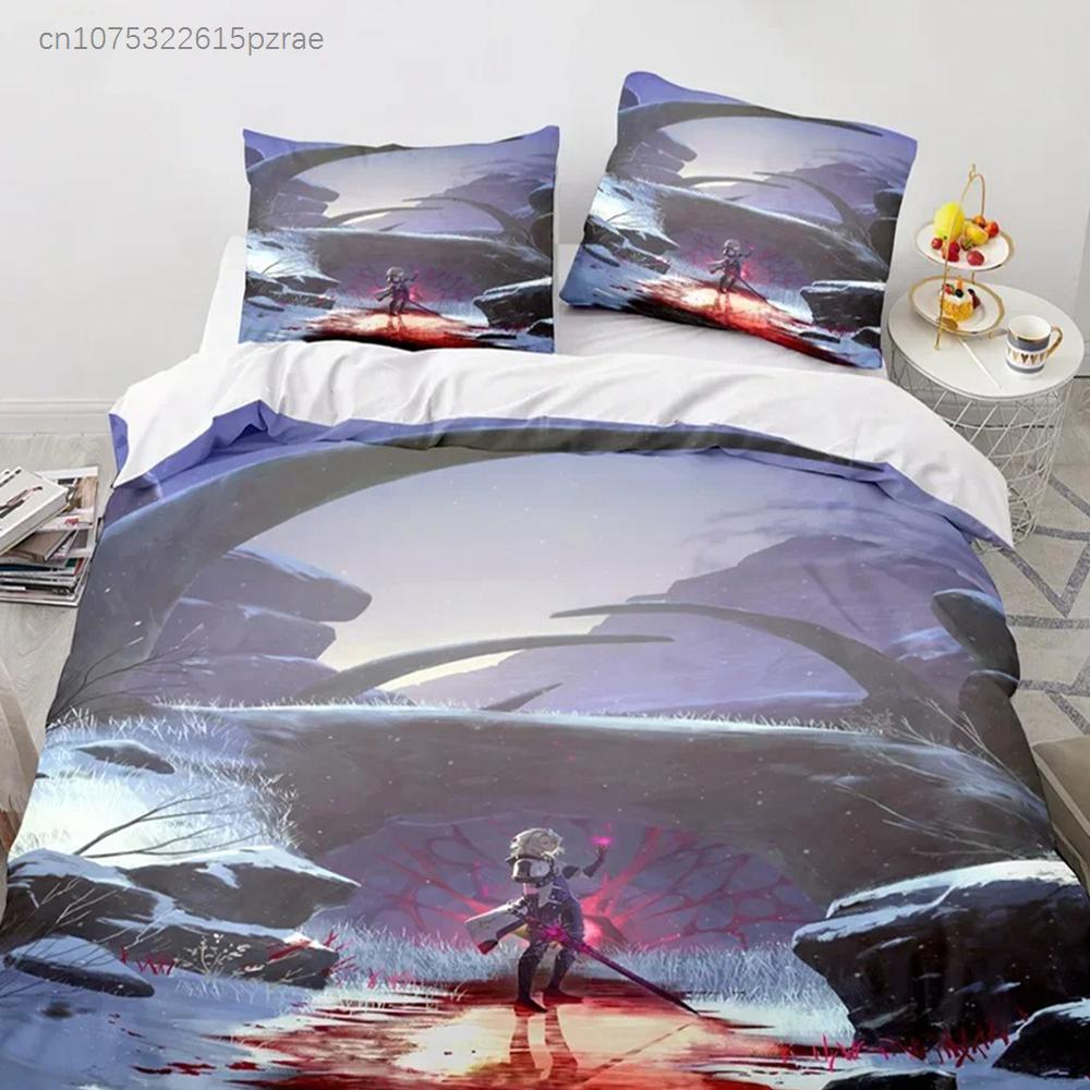 Genshin Impact Bedding Set Anime Game Kids Duvet Cover Sets Comfortable Bedspreads Queen King Size Bedroom Decor