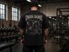 Dark Gothic Gym Shirt, Fallen Angel Barbell Art, Oversized Streetwear Tee