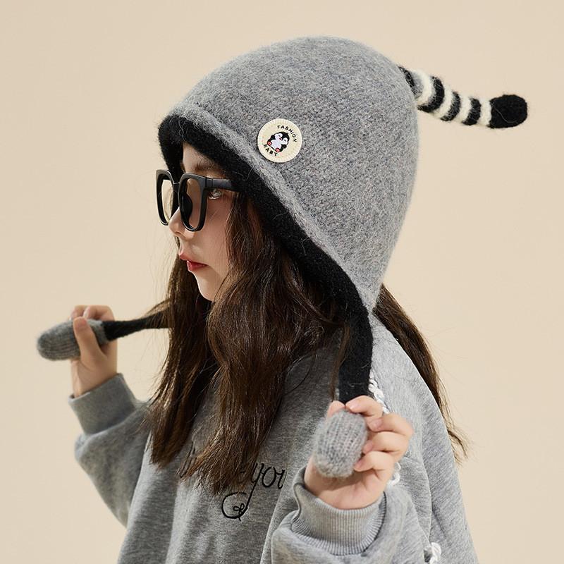 Kids Penguin Knit Hat With Ear Covering Warmth For Toddler Winter Wear