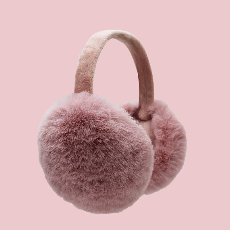 

Складные женские зимние наушники большого размера из искусственного кроличьего меха - Теплые плюшевые наушники, защищающие от холода One Size