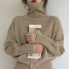Women's High-Neck Sweater with Unique Design Autumn Winter Thickened Niche Split-Hem Warm Pullover Knitted Base Layer Top