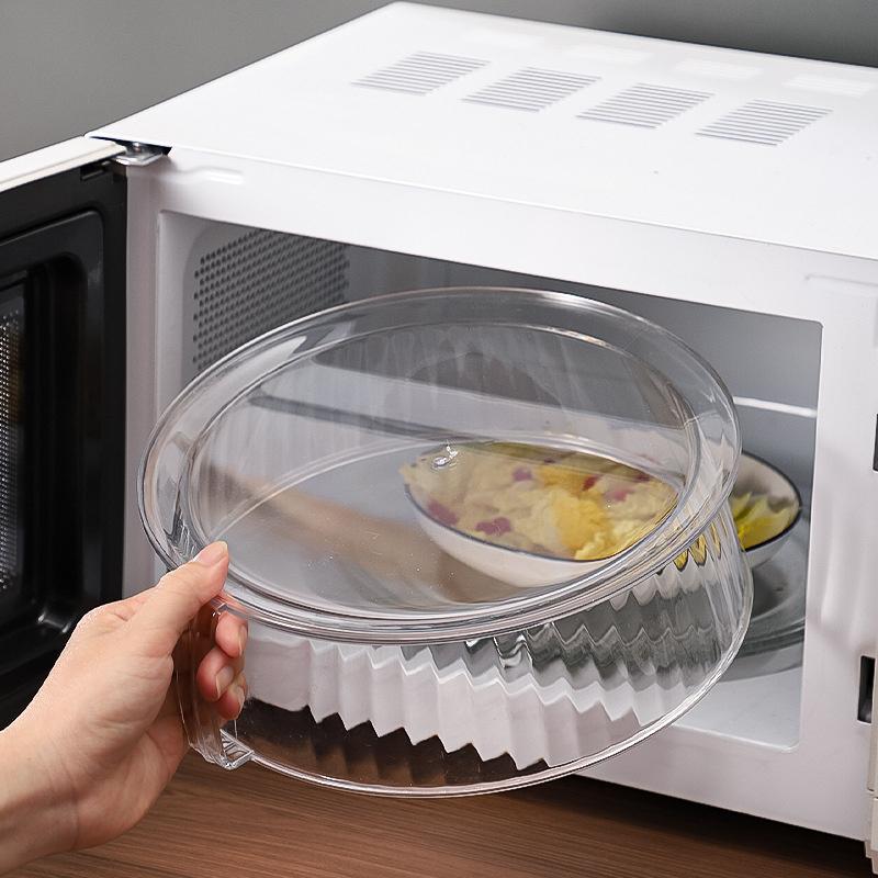 Mikrodalga Yemek Örtüsü Servis Tabağı Örtüsü Mikrodalga Sıçrama Örtüsü Şeffaf Pürüzsüz Yüzey Saplı 10" Mikrodalga Örtüsü