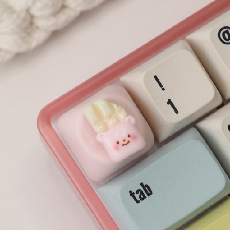 3D Cartoon Bear Resin Keycaps For Mechanical Keyboards Soft Color Optional Enhances Typing Design
