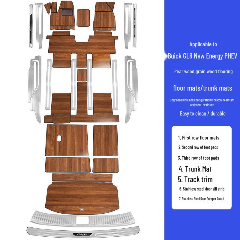 2024-2025 Buick GL8 PHEV Interior Upgrade: Solid Wood Flooring & Full-Coverage Mats.