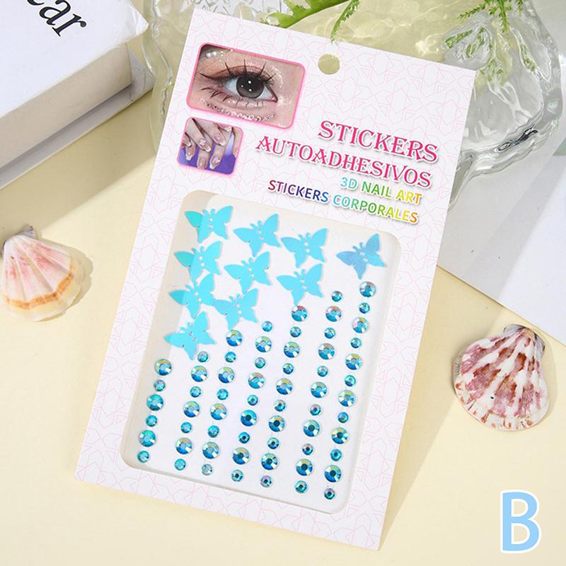 Shell Crystal Tattoo Sticker Glitter Eyeliner Eyebrow Makeup Face Diamond Temporary Tattoo Butterfly Rhinestone Eyeliner Sticker