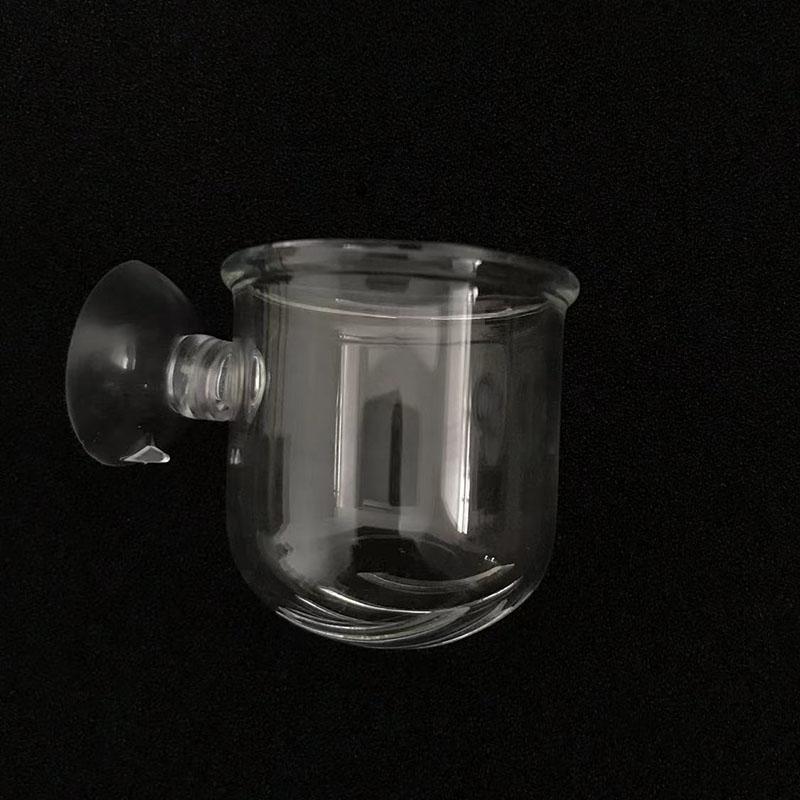1Pc Glass Aquarium Feeder Hanging Fish Tank Mini Crystal Pot Polka Water Potted Planting Cylinder Cup Aquarium Decor Accessories Small