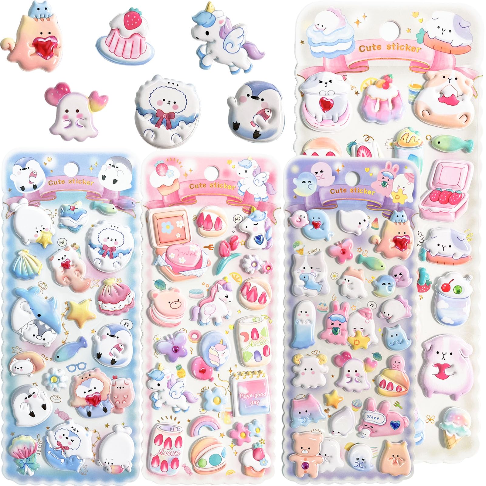 

TattiOut TO24FD022 B Type Puffy Marshmallow 3D Stickers 4 Sheets Cute Decals for Notebook Smartphone Accessories Healing Oshi Girl Kids Gift Kawaii
