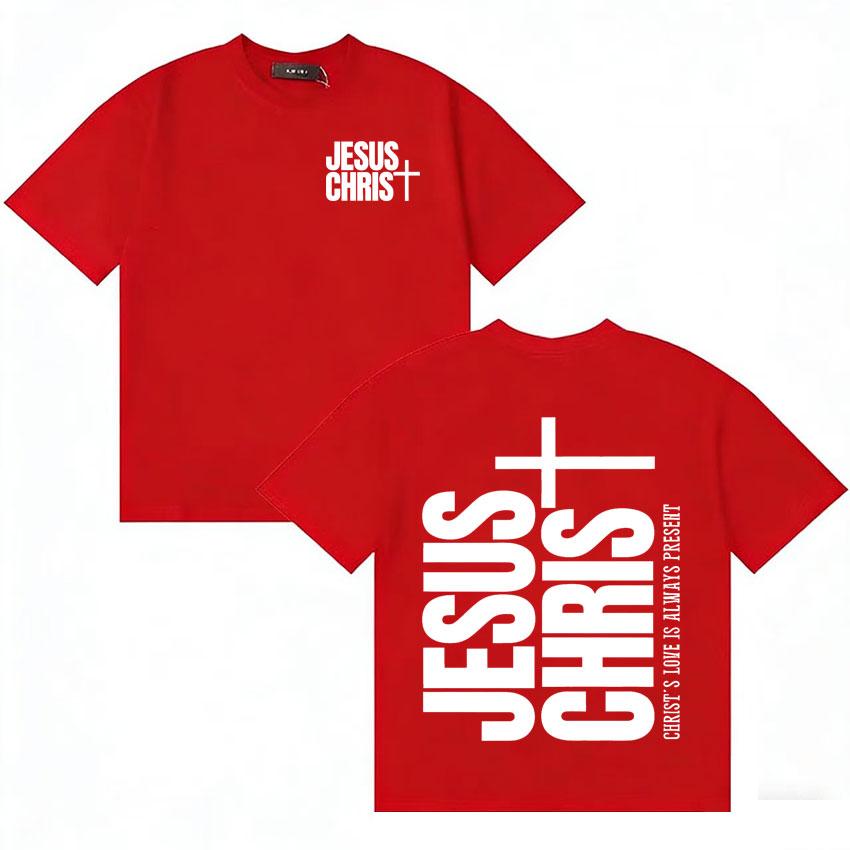 Jesus CHRIST Double Sided Print Tshirts Hipster Unisexs Women T Shirts Summer Loose Cotton Vintage Short Sleeve Tshirt Teenagers