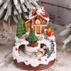 Christmas Music Box Snow House Ornaments with LED Light Resin Rotating Music Figurines Home Christmas Decorations New Year Gift