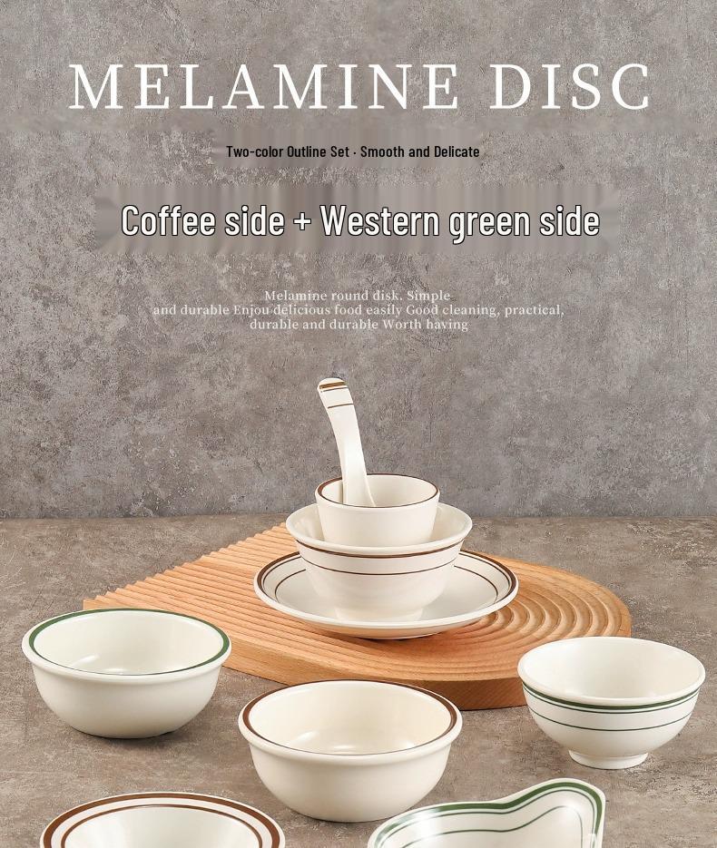 Melamine Four-Piece Table Set: Imitation Porcelain Plastic Bowls & Plates for Restaurants and Hotels
