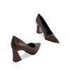 2025 Spring Summer Female Patent Leather Pumps Pointed Toe Women Shoes Elegant  High Heels Thick Heel