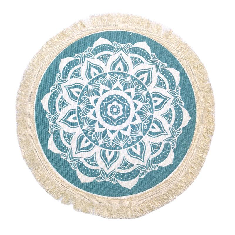 Bohemian Woven Cotton Tassel Placemat & Heat-Resistant Pad