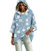 Women's Vintage Floral Print Hooded Pullover Top with Three-Quarter Sleeves for Casual Everyday Wear