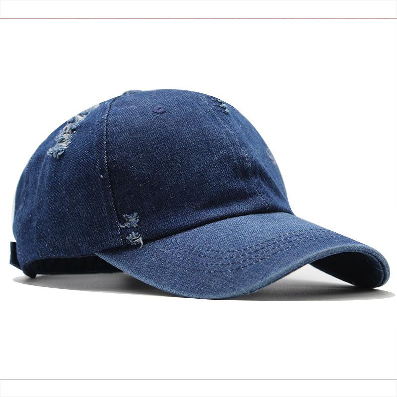 Retro Washed Cotton Denim Men'S Baseball Cap Ripped Baseball Cap Simple Light Board Cap Sun Hat Women