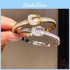 Stainless Steel Zircon Horsebit Bracelet With Geometric Design For Fashionable Women