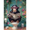 Funny Monkey Reading Newspaper OnToilet Canvas Print Black Cat Animal Bathroom Wall Art Poster for Modern Living Room Home Decor