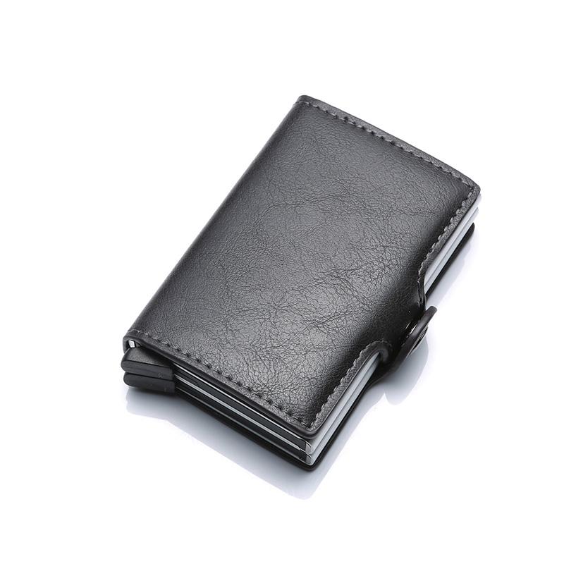 Portafoglio Porta Carte di Credito in Fibra di Carbonio da Uomo Doppio Anti-Rfid Custodia Portacarte Bancarie Portafoglio Metallo Business Banca Minimalista Portafoglio Regalo