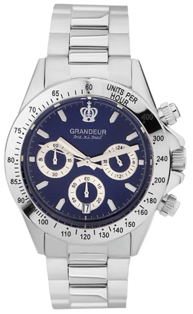 

Grandeur Japanese Made 10 ATM Water Resistant Chronograph Solid Stainless Steel Band Watch JGR004W5 Navy [GRANDEUR] Men s