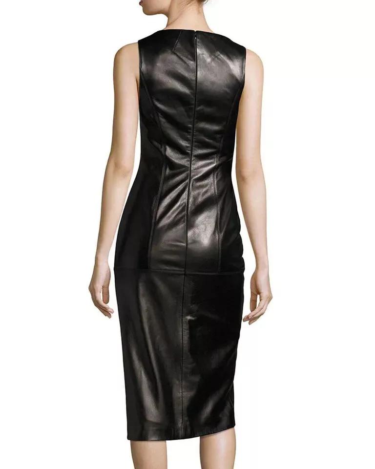 Stylish Black Dress Party Handmade New Women's Leather Dress Genuine Lambskin
