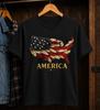 Patriotic USA Map Feather Flag T-Shirt, America 250th Anniversary Tee