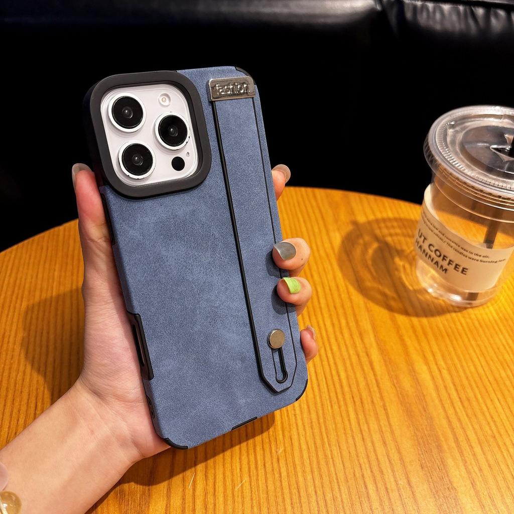 The Suede Leather Is Suitable for The Apple 16promax Phone Case. The IPhone15 Has A Built-in Magnetic 14 Wristband Stand