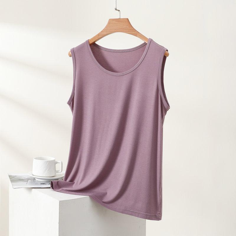 Sommer Damen Locker Ärmellos Modal Tanktop Breites Schulterdesign Achselglättend Leicht Lässig Zum Layering Innen Camisole Basis Top
