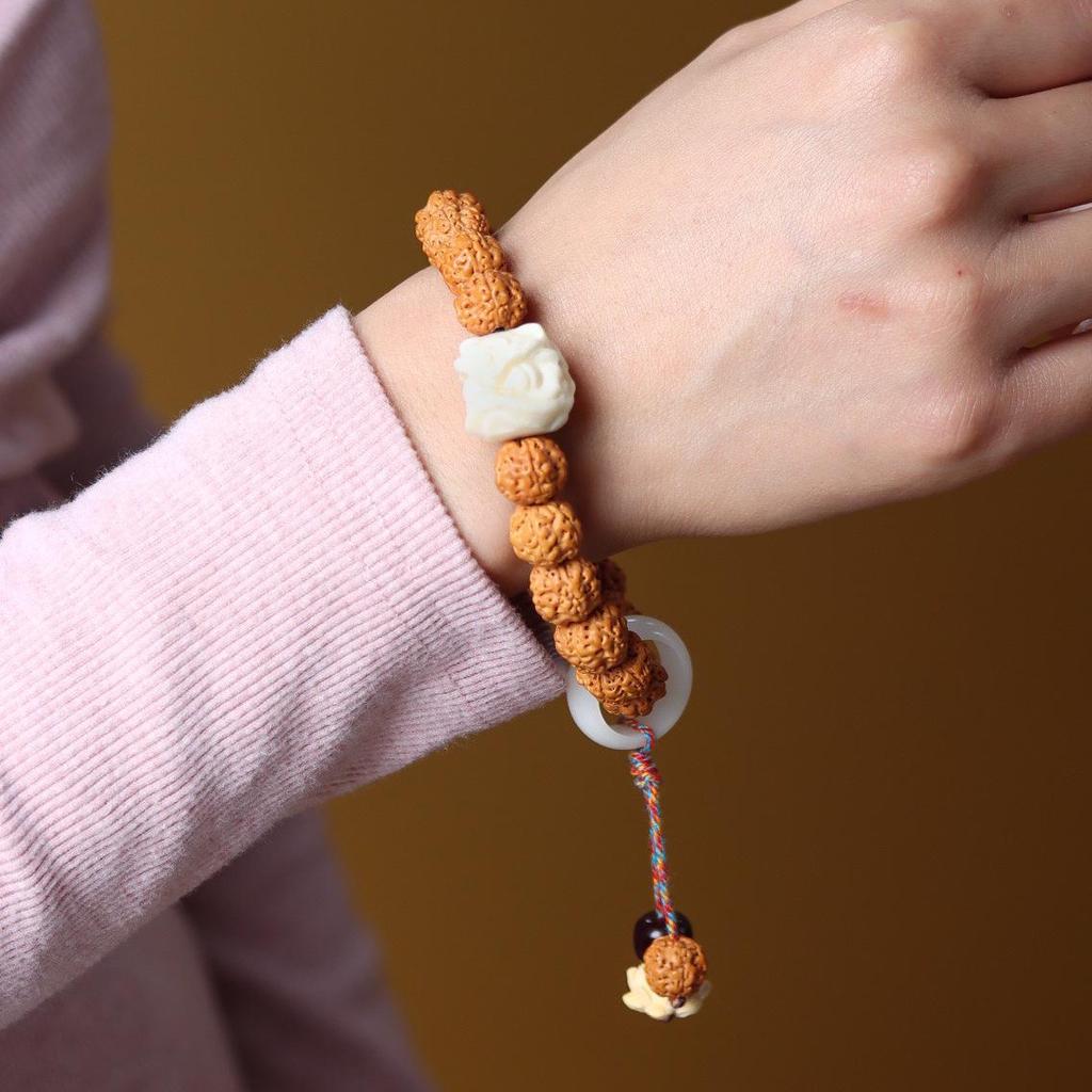Unisex 14mm Little Vajra Bodhi Bracelet - Wenwan Buddha Prayer Beads, Ethnic Style Ornament