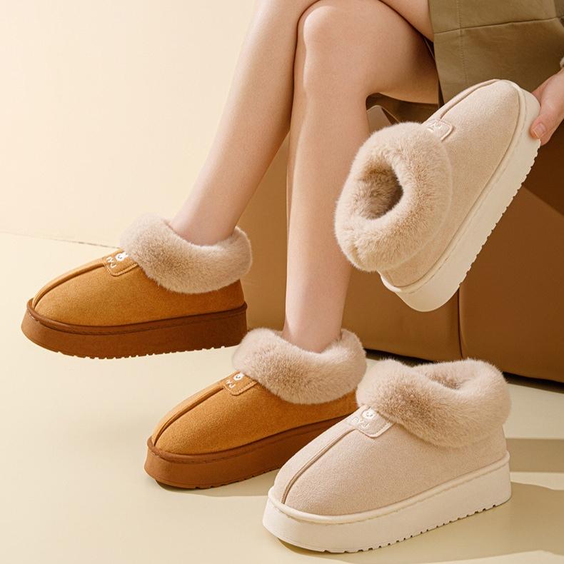 Thickened Fleece Lined Short Snow Boots Men Women's Shoes Autumn Winter Warm Cotton Fur Booties