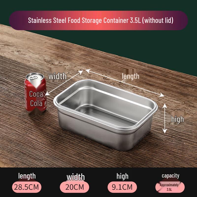 304 Stainless Steel Rectangular Food Storage Container