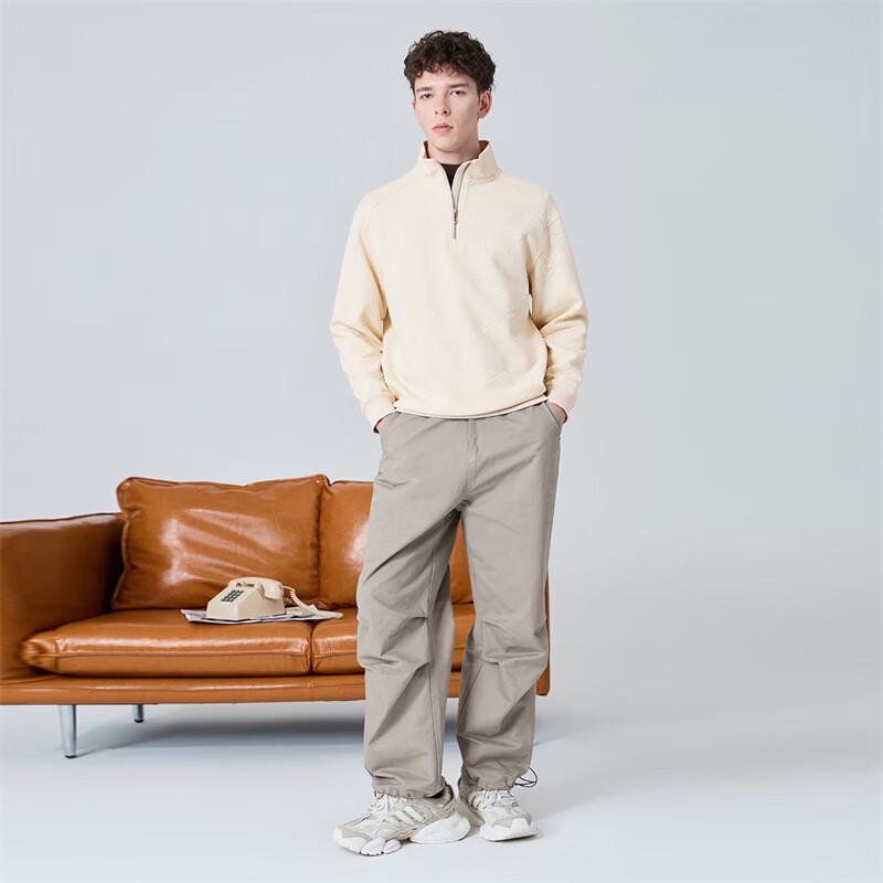 Mark Fairwhale Men's Textured Jacquard Stand Collar Half-Zip Sweatshirt