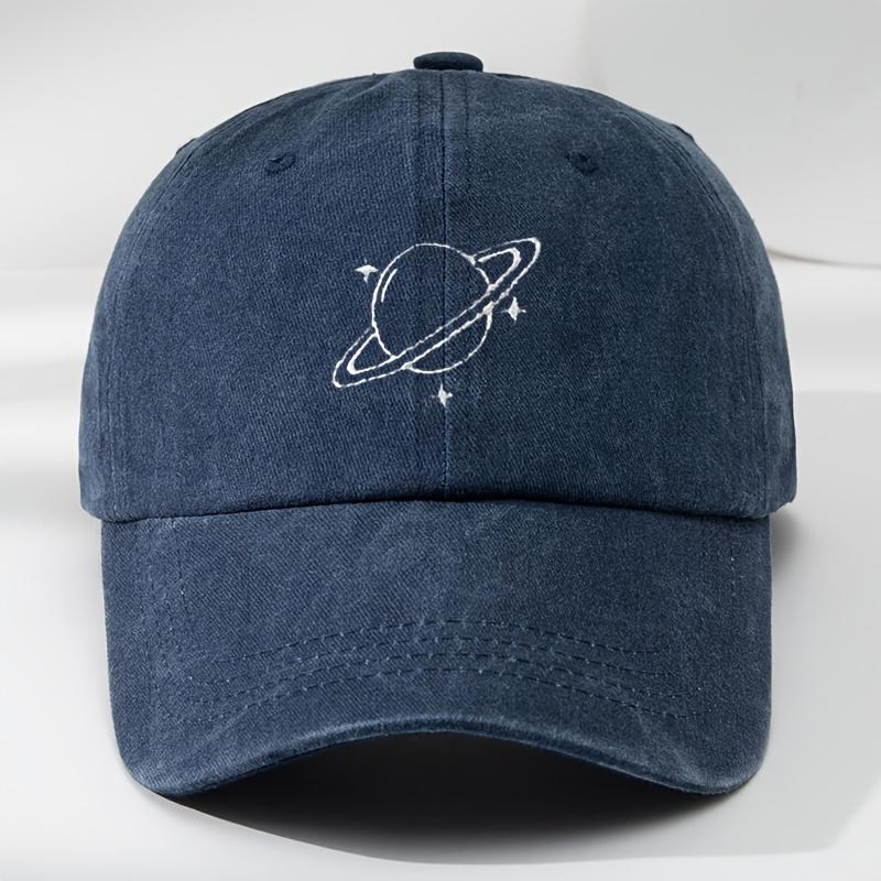 Creative Space Planet Embroidered Baseball Cap Classic Washed Vintage Duckbill Hat Outdoor Sports Casual Hat