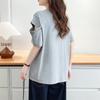 2025 Plus Size Women's Cotton Short Sleeve T-Shirt with Design Print - Slimming & Ripped Style for Summer