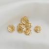 14K Gold Plated Zircon Four-Leaf Clover Flower Cap Bead Holder for DIY Jewelry