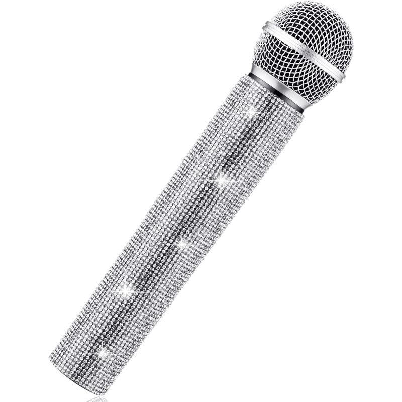 Rhinestone Diamond Microphone Cover for Children's Performance (Prop Only, Mic Not Included)