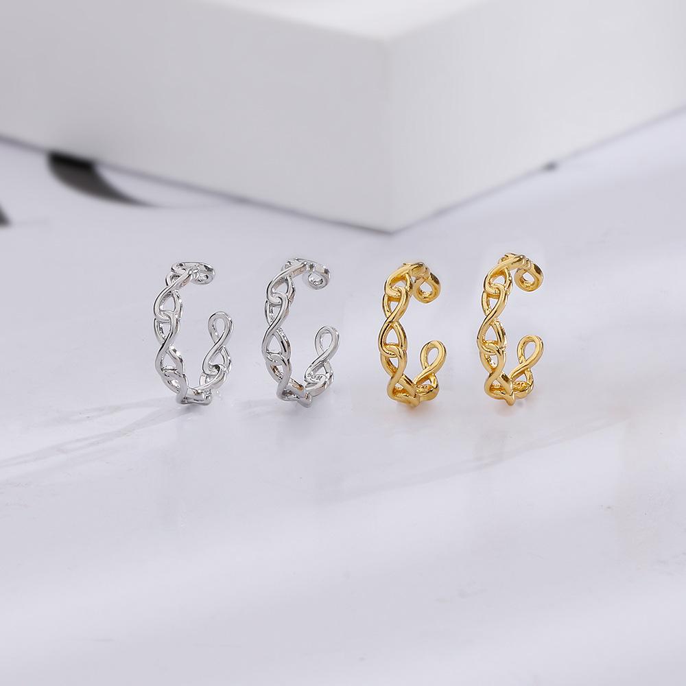 Infinite Love Ear Clips Mobius Ear Bone Clips 8-Shaped Couple Stud Earrings Without Ear Holes