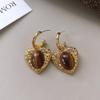 Melanoid Tiger Eye Heart Stud Earrings - Luxurious Fashion Jewelry Design