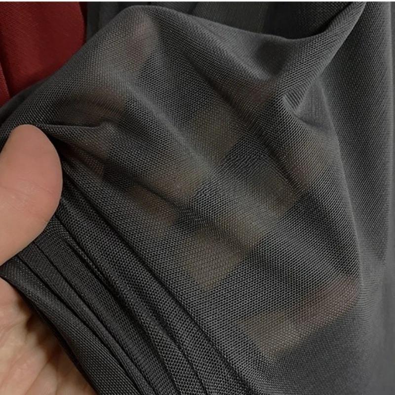 Wide 150cm Nylon Mesh Fabric Spandex High Elastic Dense Black White for DIY Sewing Lace Shirt Stockings