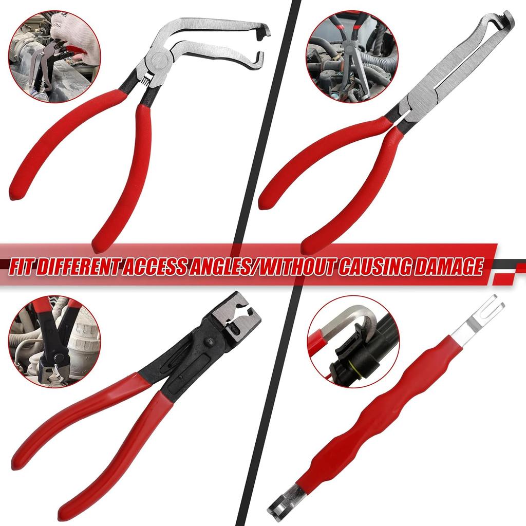 4-Piece Electrical Disconnect Pliers, Automotive Plug & Connector Tools