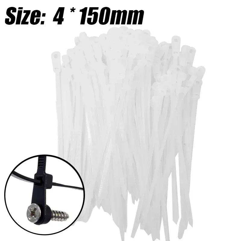 Mountable Cable Ties with Screw Hole Nylon Self Locking Loop Wraps Bundle Fixed Cables Ties Wire Fastening Organizer Straps